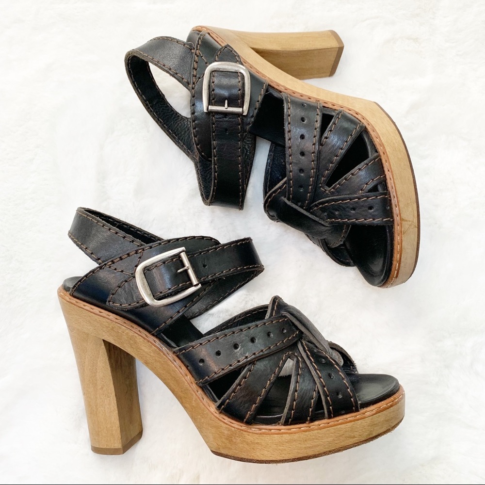 Chloe Black and Brown Platform Sandals